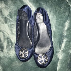 Navy Tory Burch Flats! Pre-Loved Still wearable!